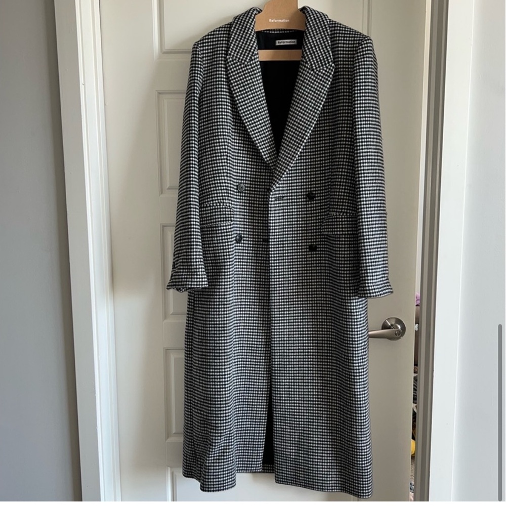 Reformation York Houndstooth Print Trench Coat